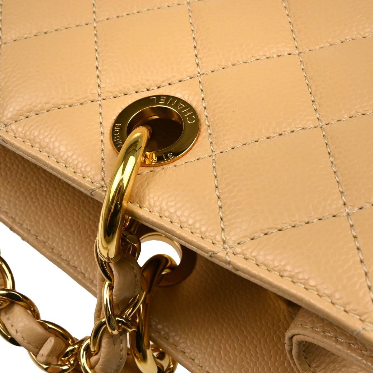 Chanel 2014-2015 Beige Caviar Grand Shopping Tote GST Handbag