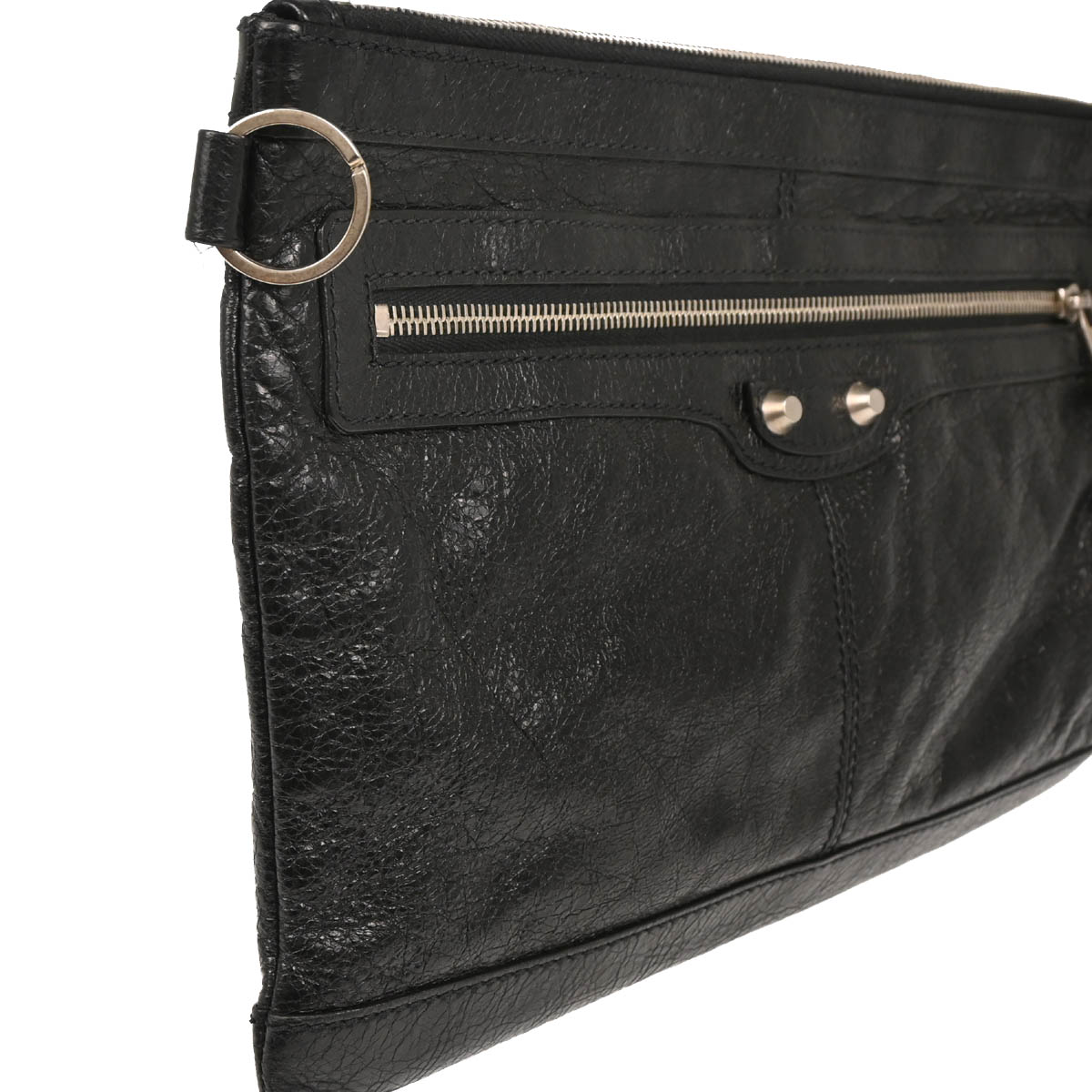 Balenciaga Black Lambskin Clip M Clutch Bag
