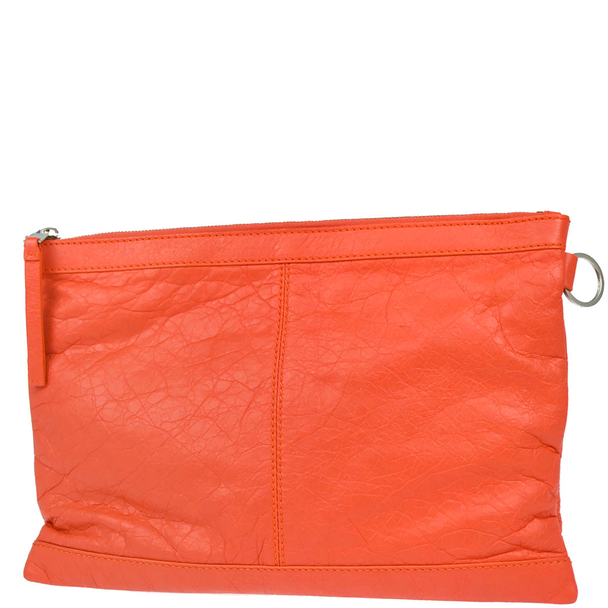Balenciaga Orange Lambskin Clip M Clutch Bag