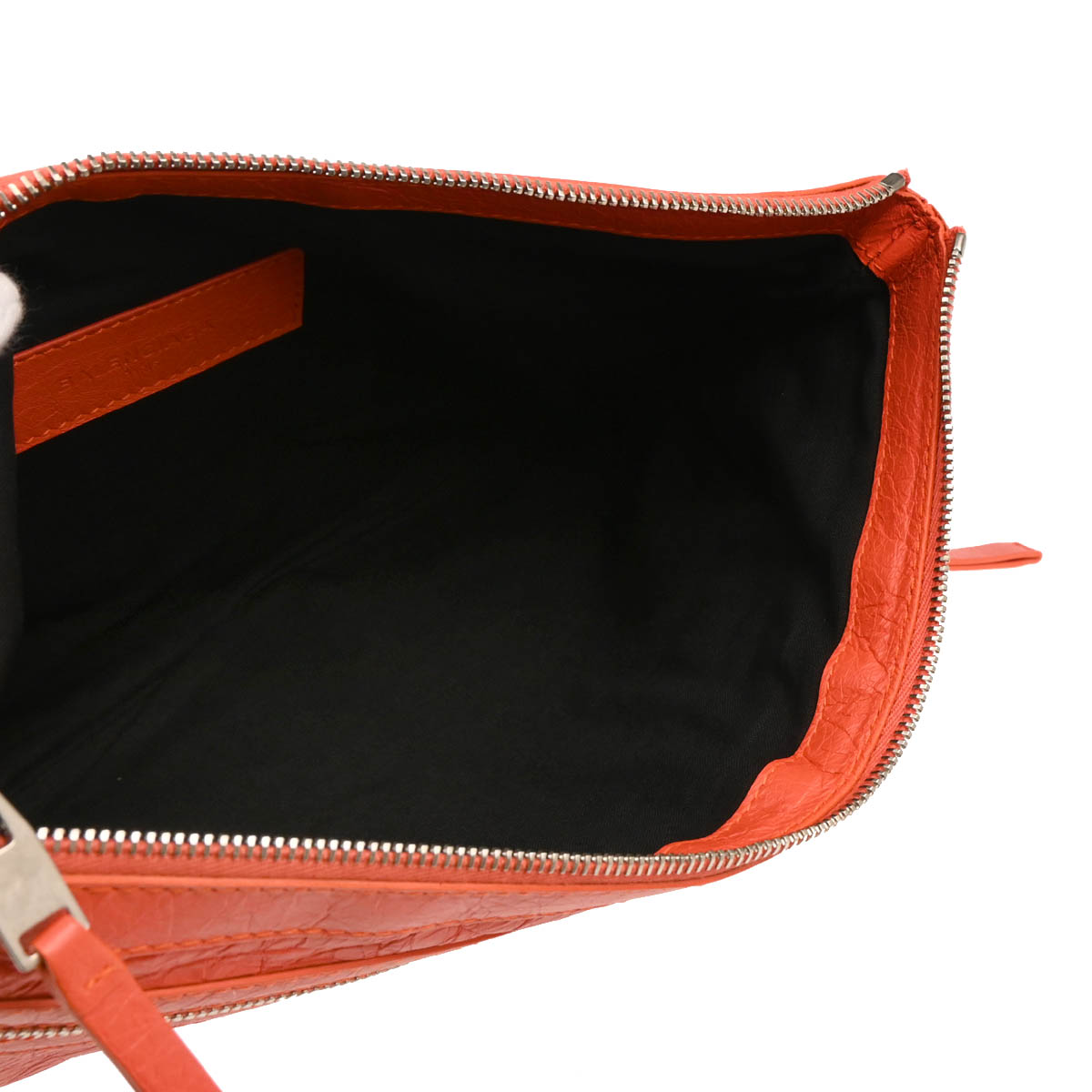 Balenciaga Orange Lambskin Clip M Clutch Bag