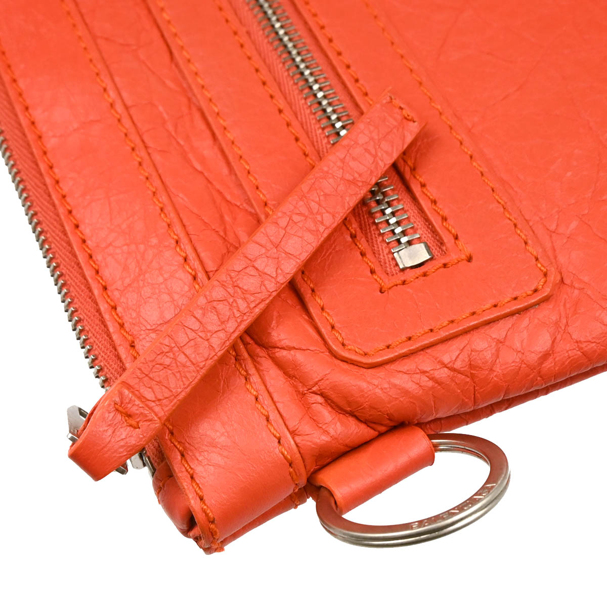 Balenciaga Orange Lambskin Clip M Clutch Bag