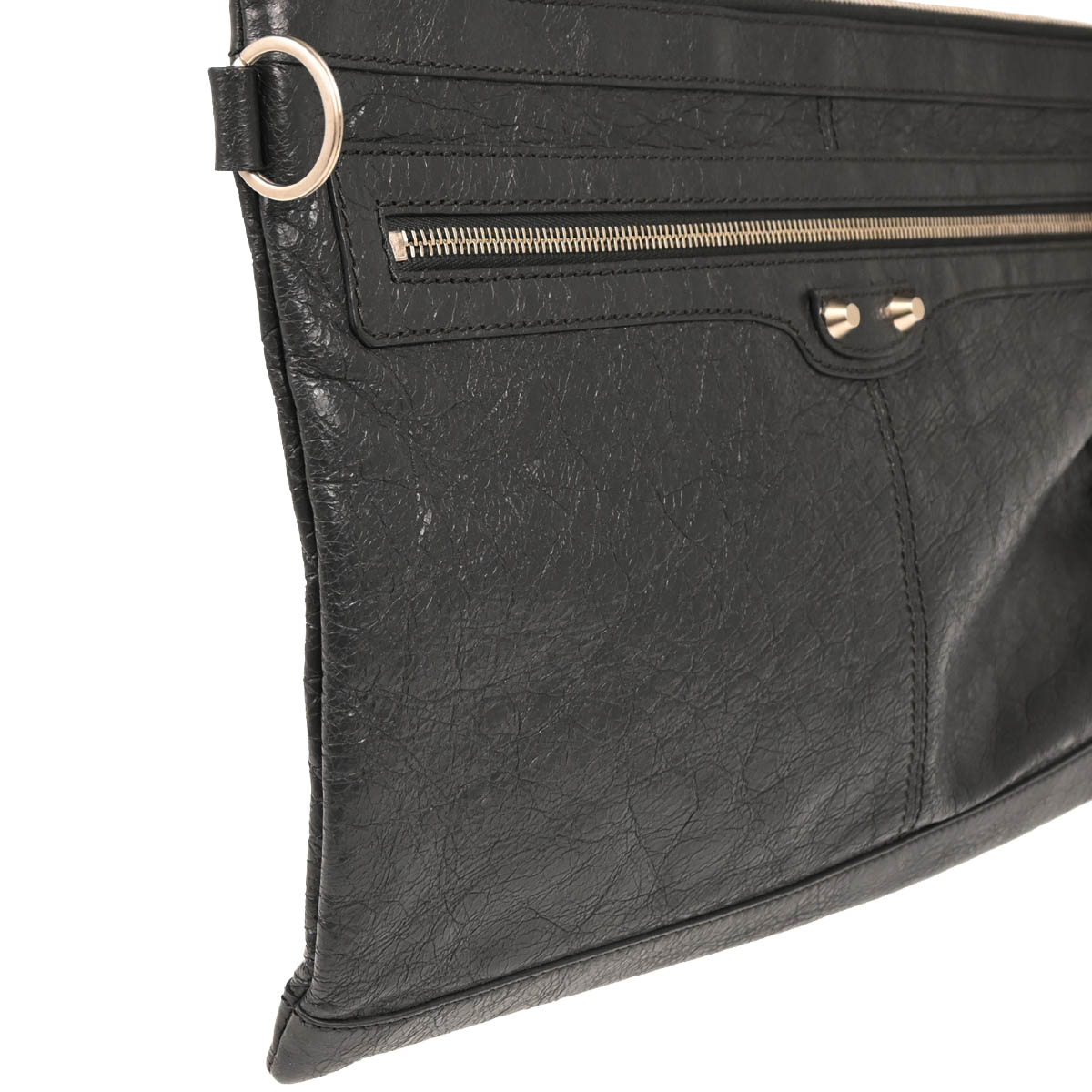 Balenciaga Gray Lambskin Clip L Clutch Bag