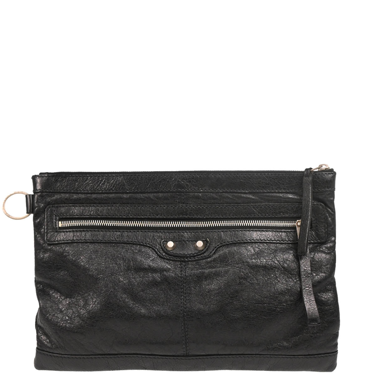 Balenciaga Black Leather Clip M Clutch Bag