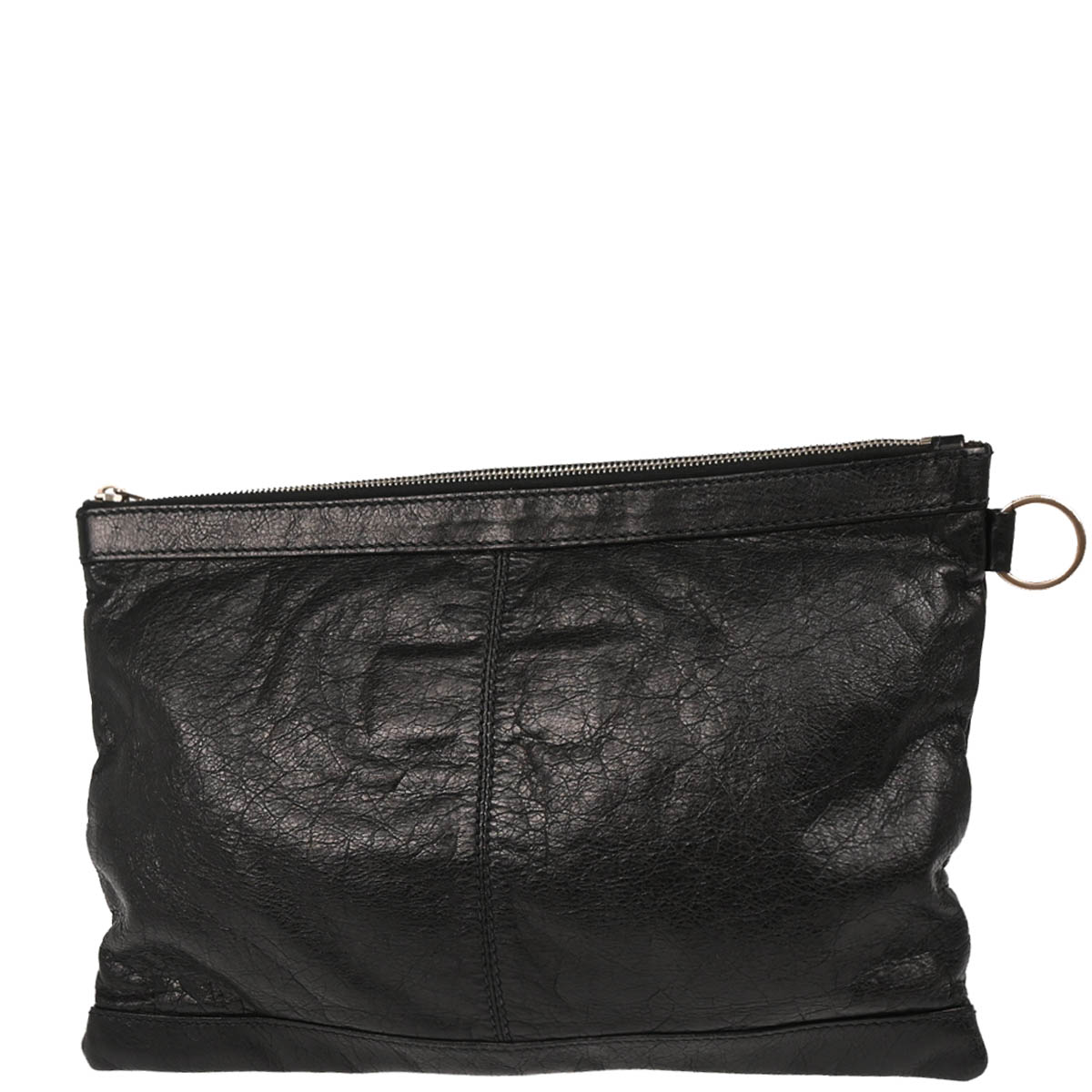 Balenciaga Black Leather Clip M Clutch Bag