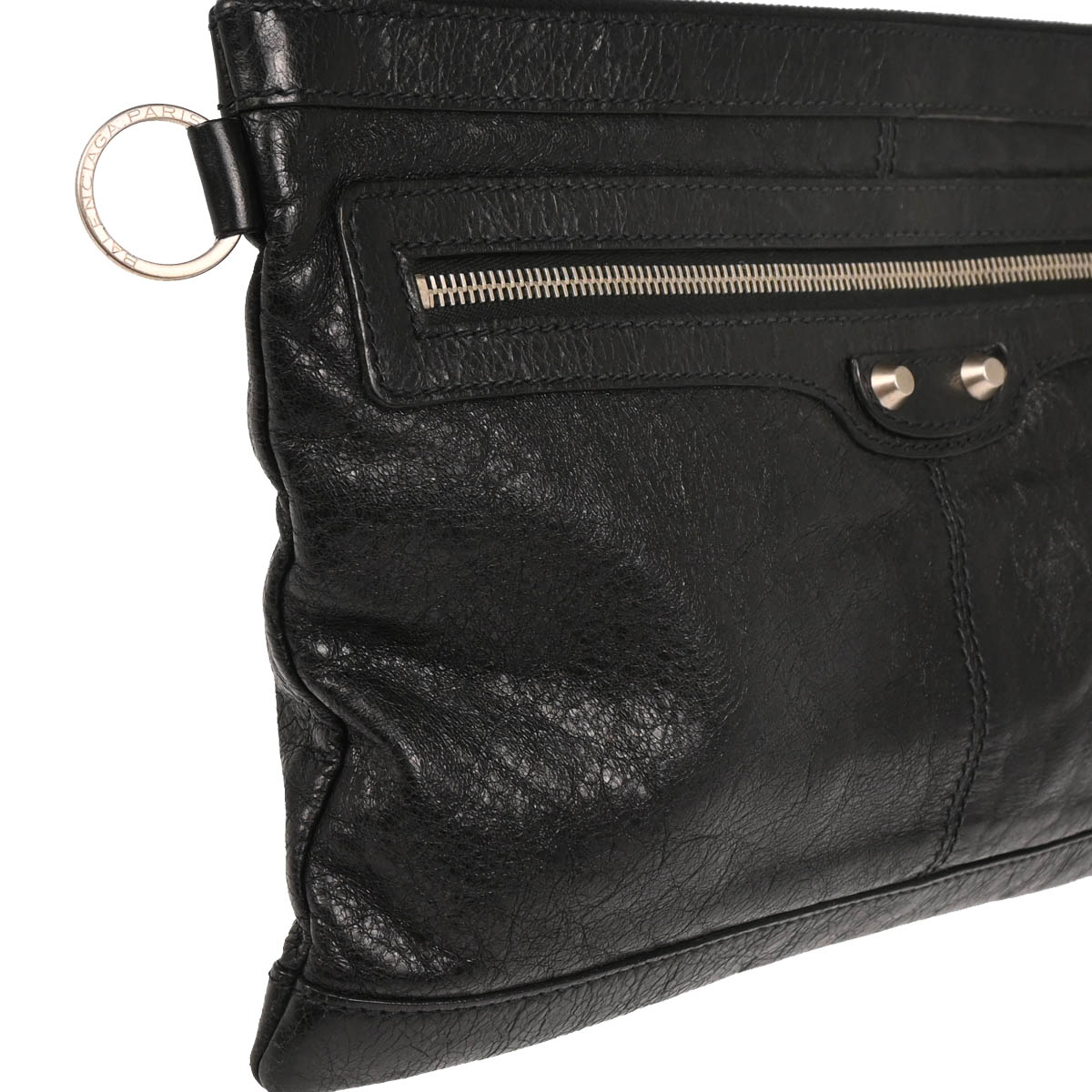 Balenciaga Black Leather Clip M Clutch Bag