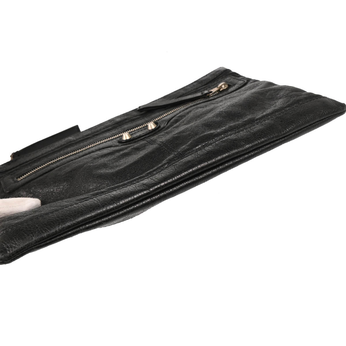 Balenciaga Black Leather Clip M Clutch Bag