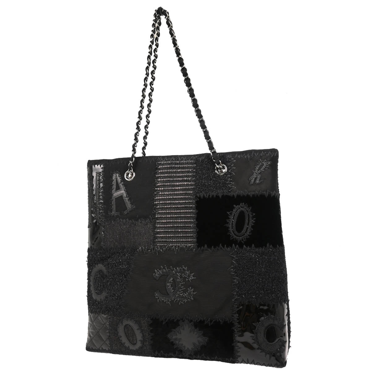 Chanel 2018 Black Patchwork Chain Tote Bag