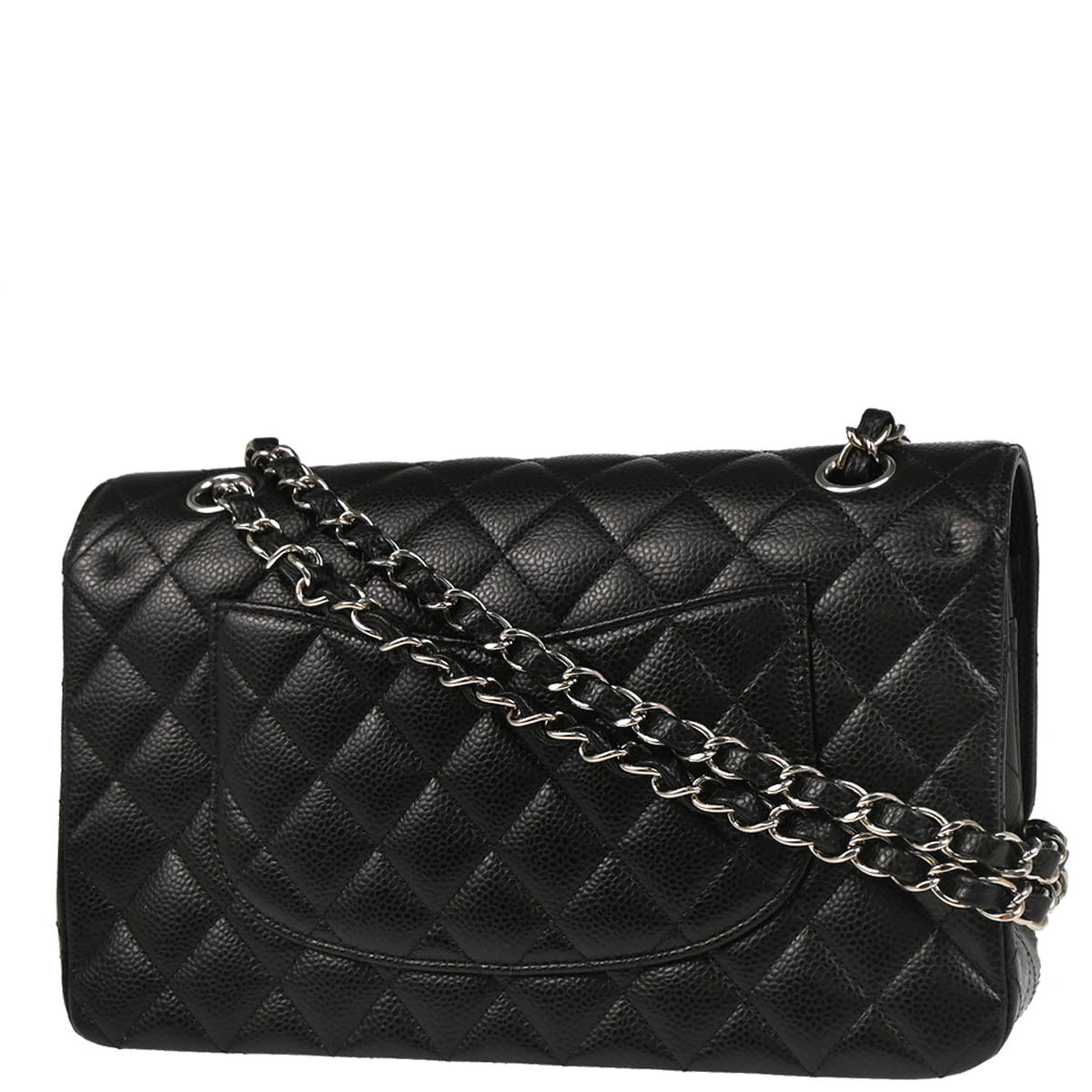 Chanel 2018-2019 Black Caviar Medium Classic Double Flap Shoulder Bag