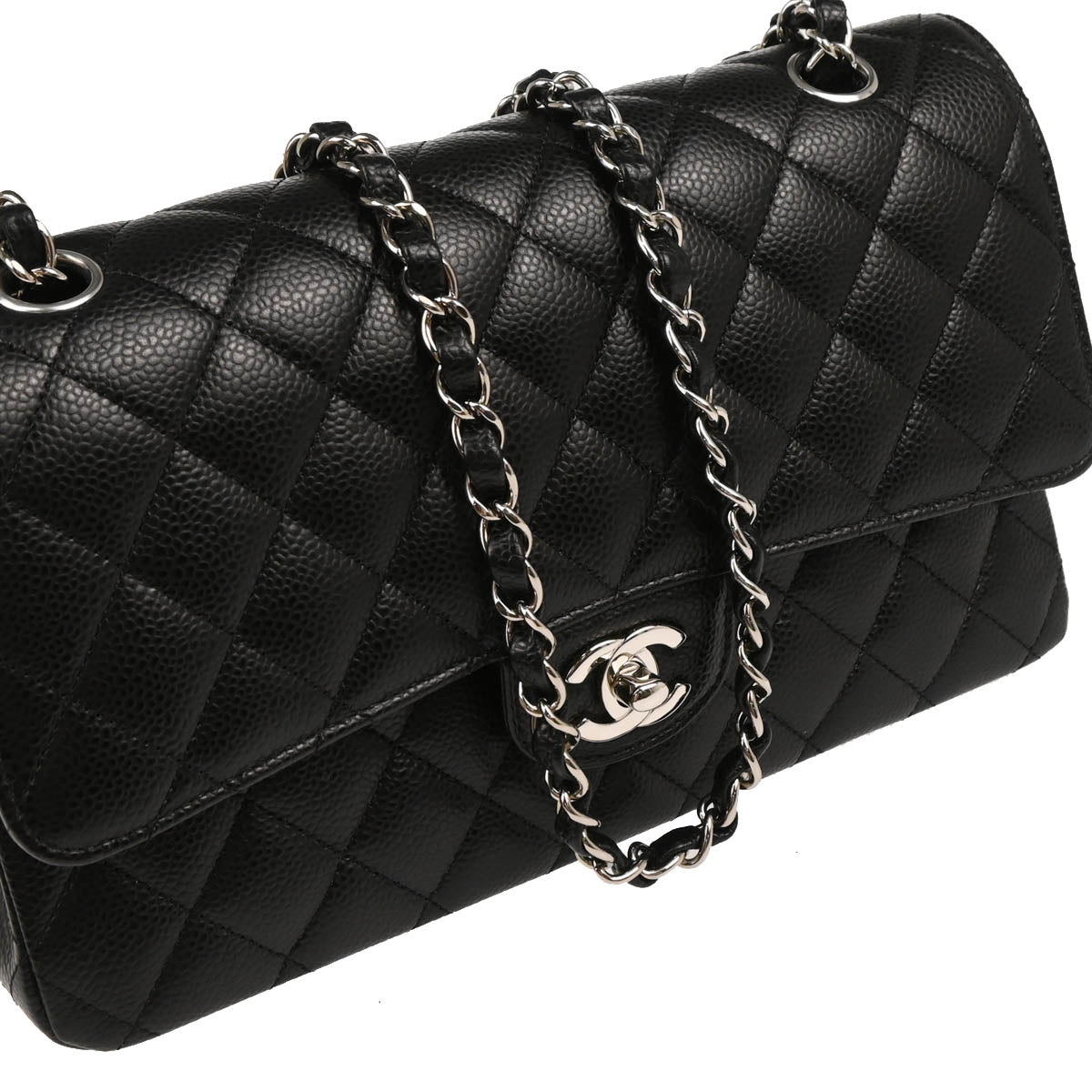 Chanel 2018-2019 Black Caviar Medium Classic Double Flap Shoulder Bag