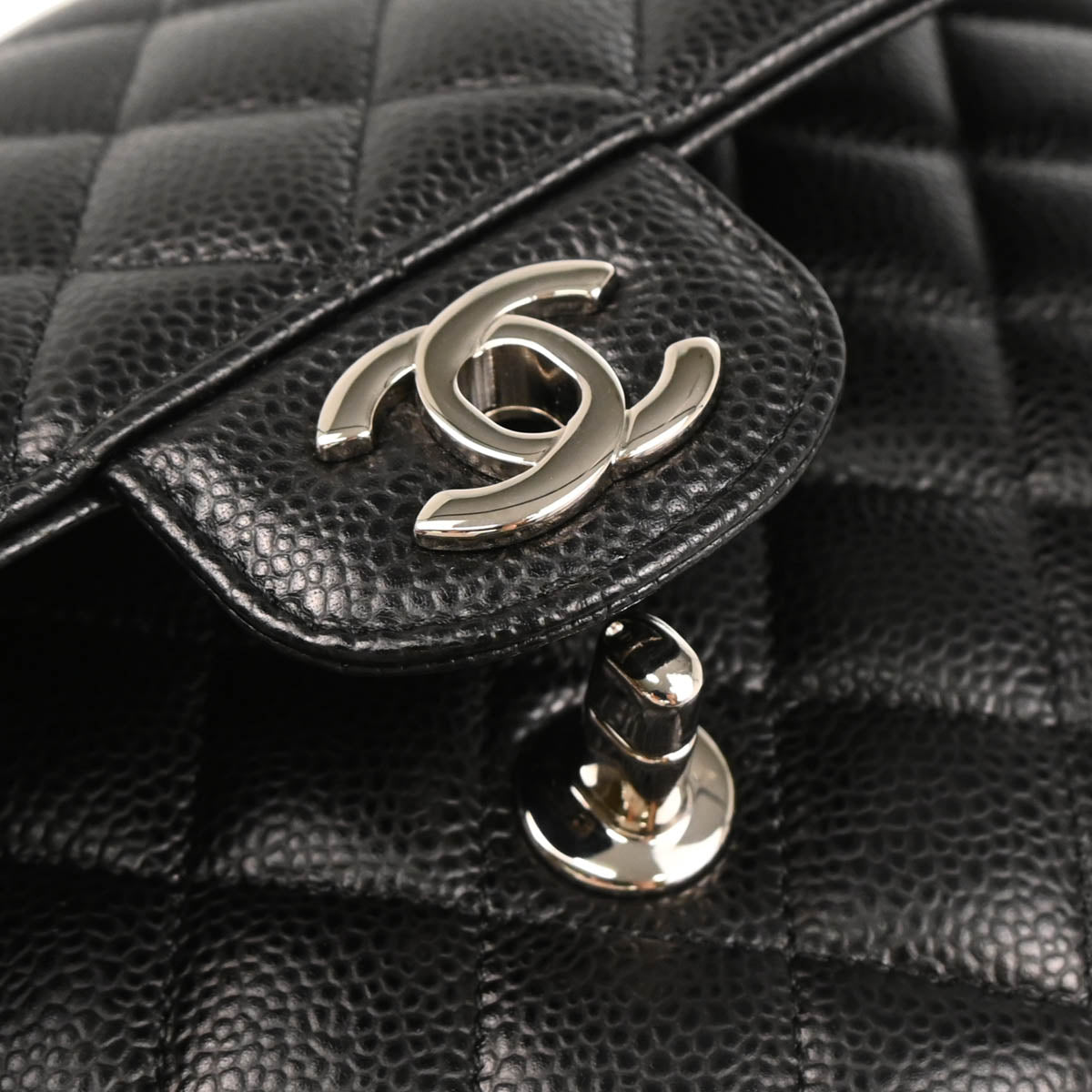 Chanel 2018-2019 Black Caviar Medium Classic Double Flap Shoulder Bag
