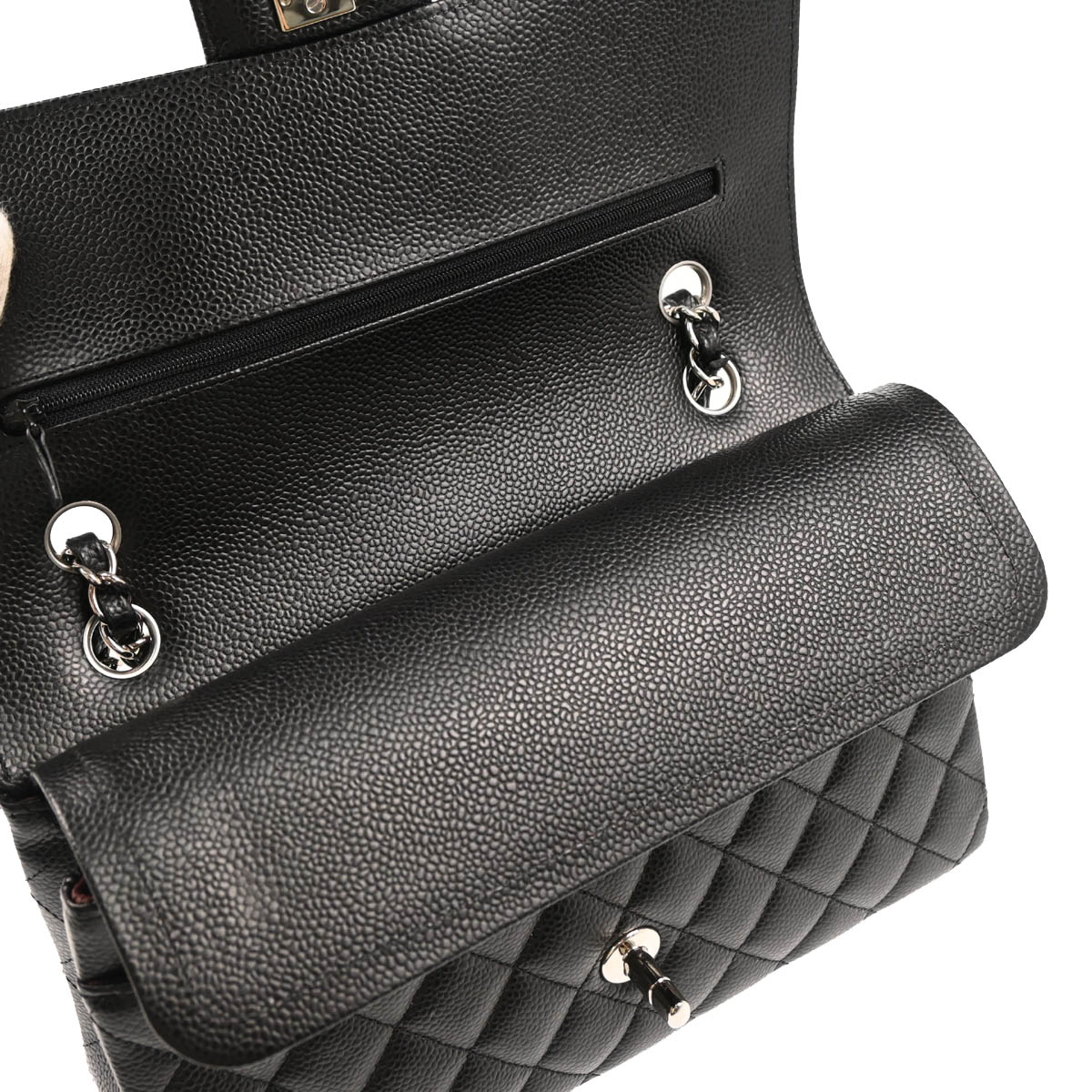 Chanel 2018-2019 Black Caviar Medium Classic Double Flap Shoulder Bag