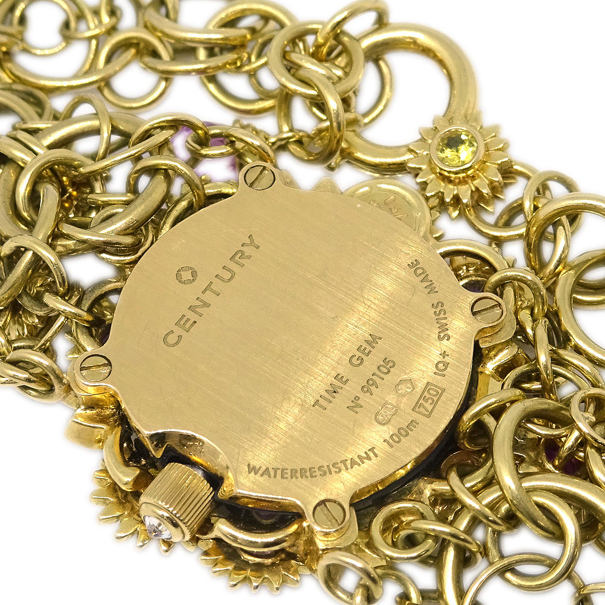 Century Time Gem Leela Quartz Watch 18KYG Diamond Sapphire