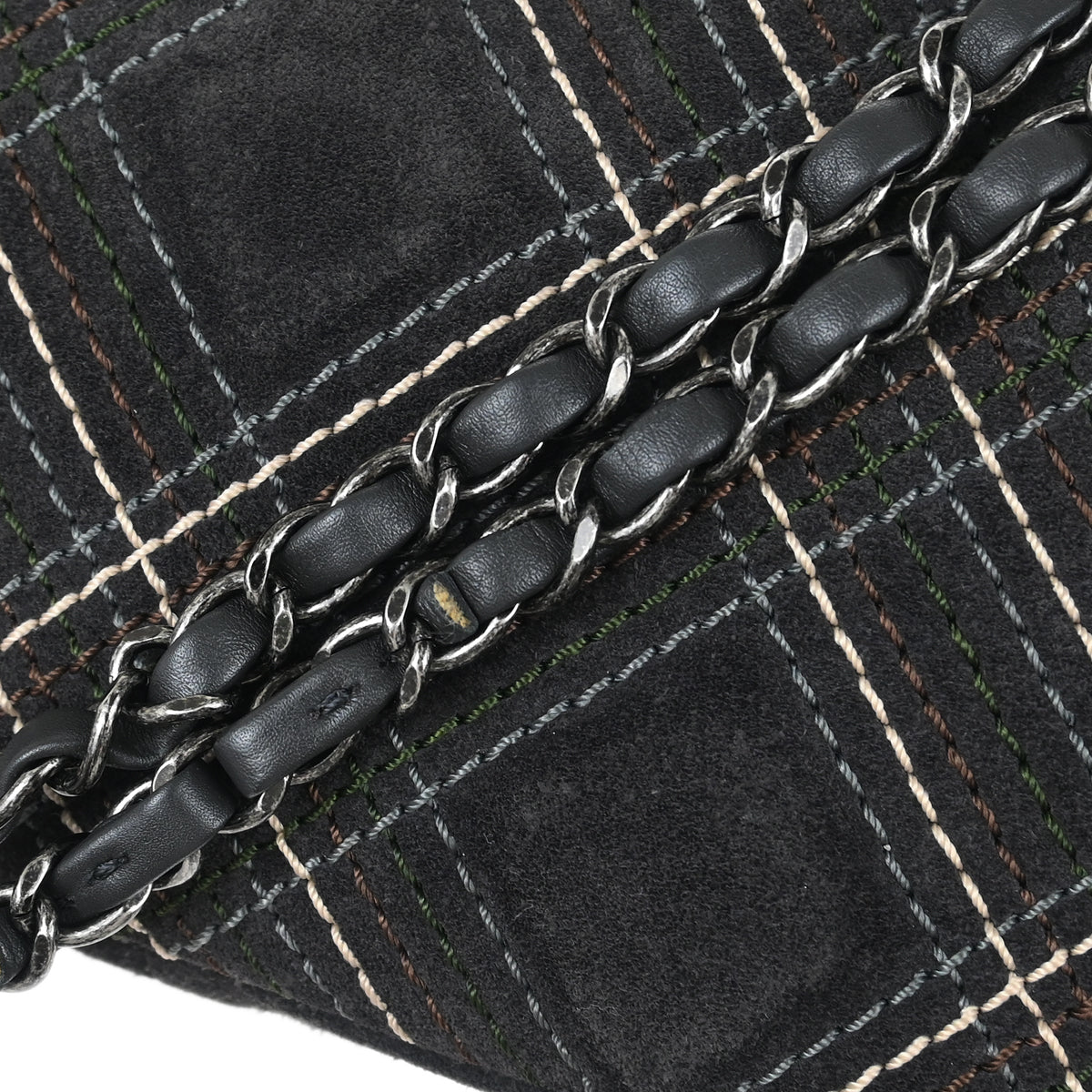 Chanel 2013-2014 Gray Suede Single Flap Shoulder Bag