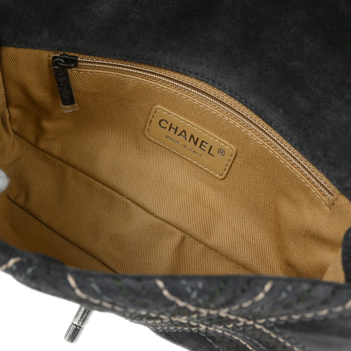 Chanel 2013-2014 Gray Suede Single Flap Shoulder Bag