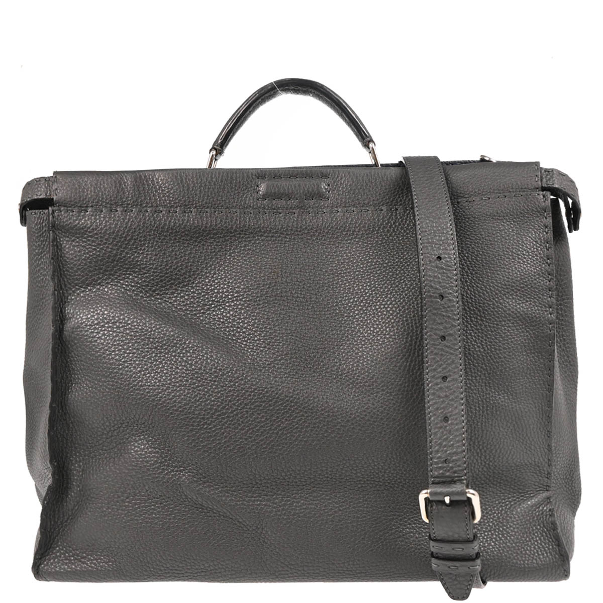 Fendi Gray Leather Peekaboo 2way Shoulder Handbag