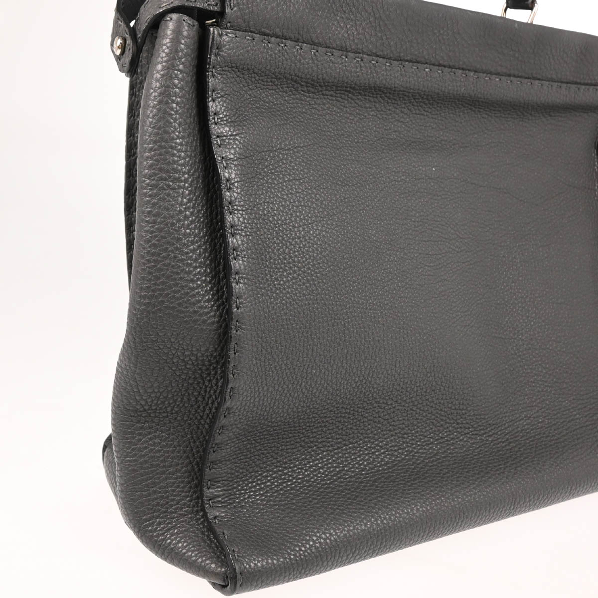 Fendi Gray Leather Peekaboo 2way Shoulder Handbag