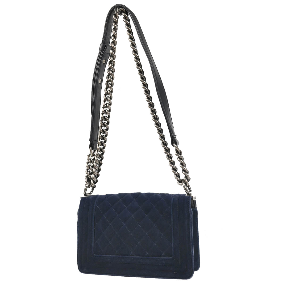 Boy Chanel 2013-2014 Navy Velours Small Chain Shoulder Bag