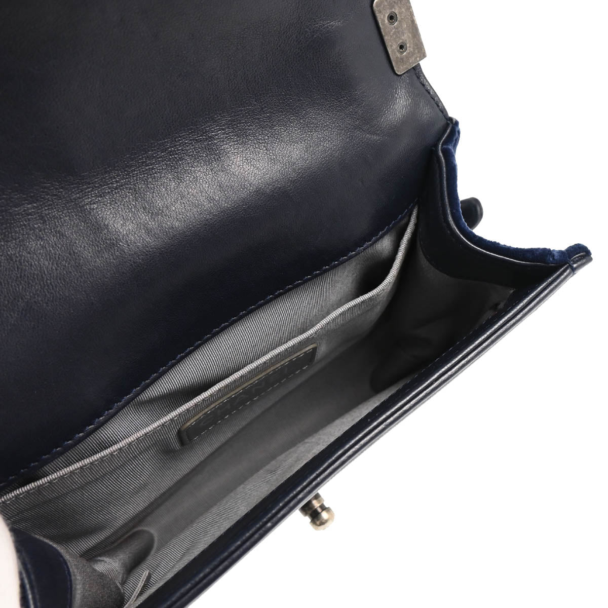 Boy Chanel 2013-2014 Navy Velours Small Chain Shoulder Bag