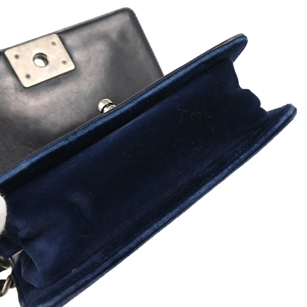Boy Chanel 2013-2014 Navy Velours Small Chain Shoulder Bag