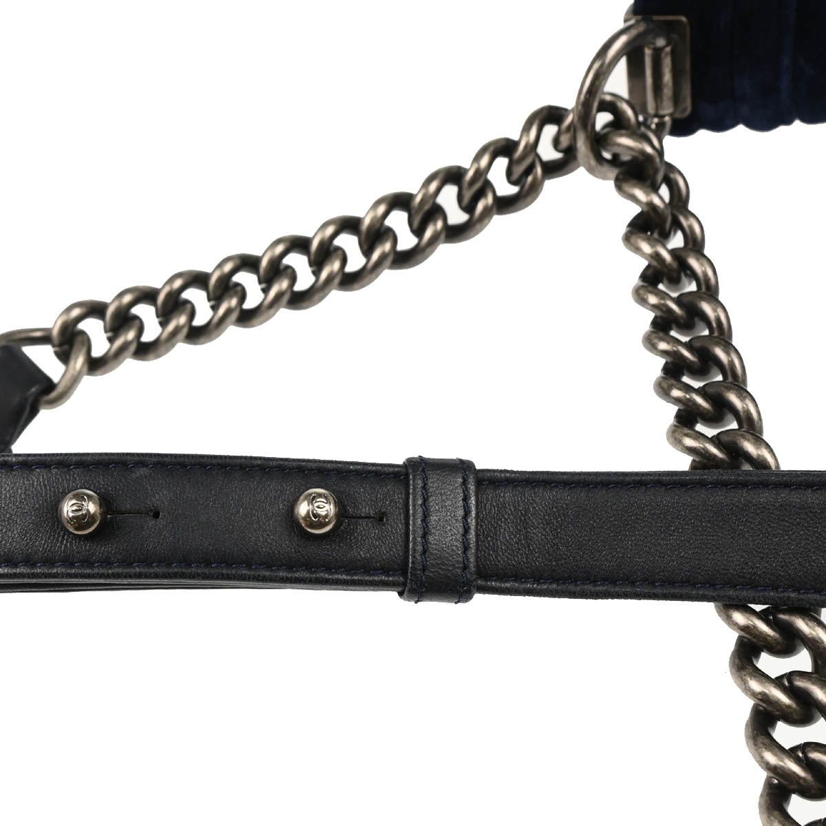 Boy Chanel 2013-2014 Navy Velours Small Chain Shoulder Bag