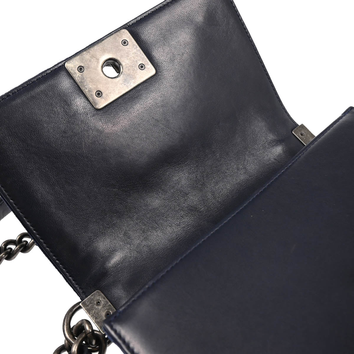 Boy Chanel 2013-2014 Navy Velours Small Chain Shoulder Bag