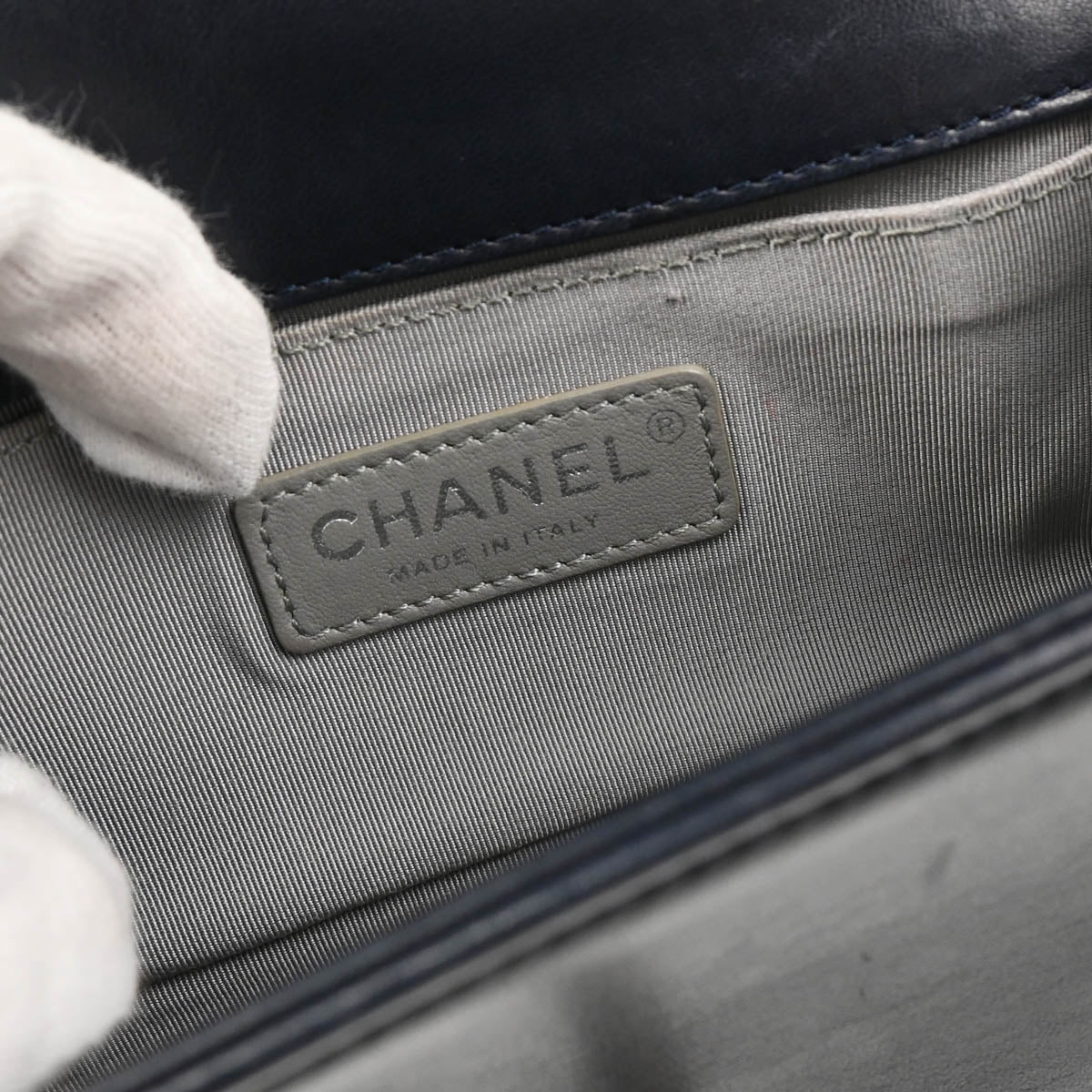 Boy Chanel 2013-2014 Navy Velours Small Chain Shoulder Bag