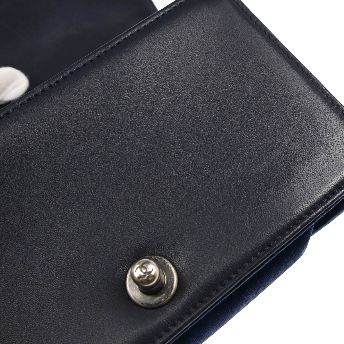 Boy Chanel 2013-2014 Navy Velours Small Chain Shoulder Bag