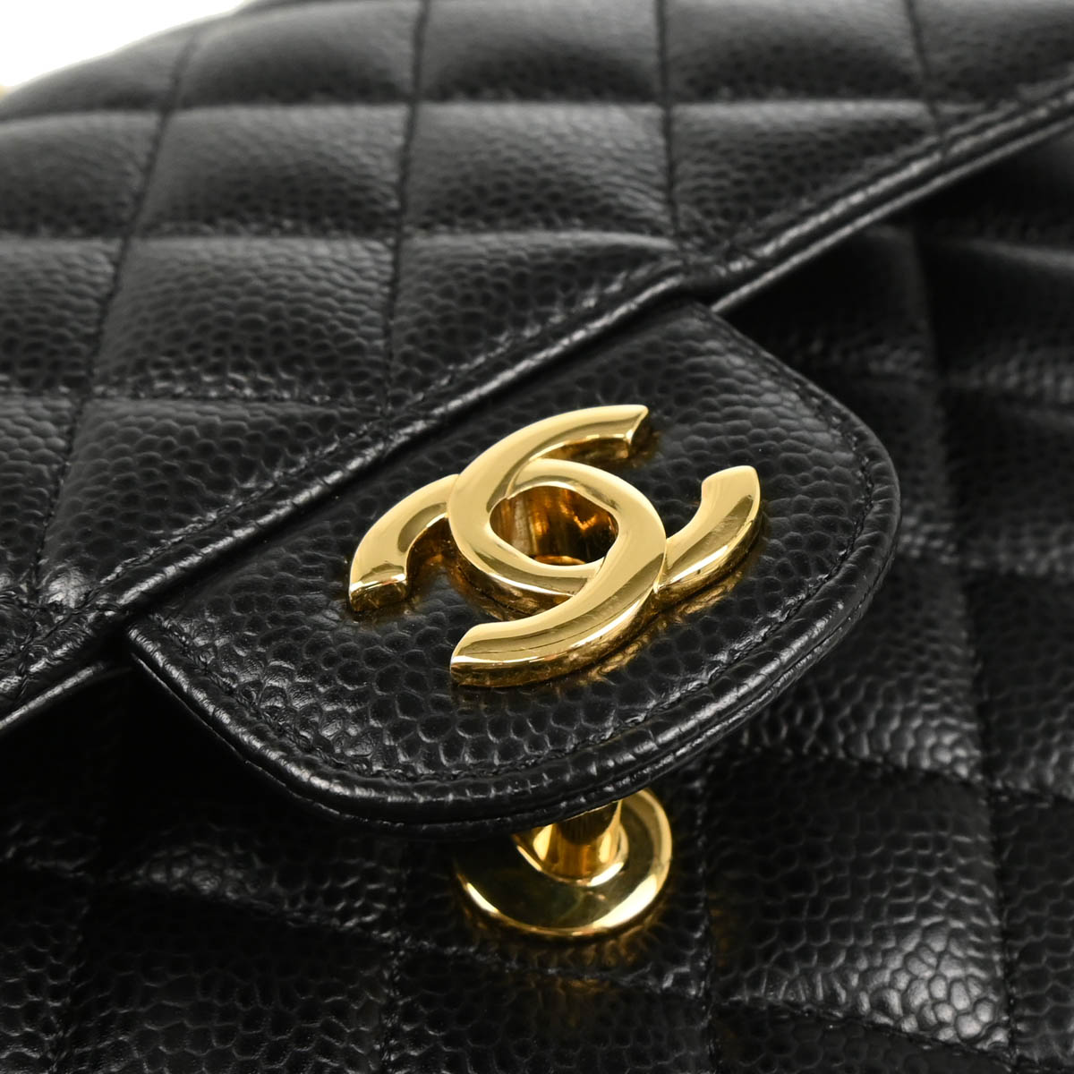 Chanel 2016-2017 Black Caviar Medium Classic Double Flap Shoulder Bag