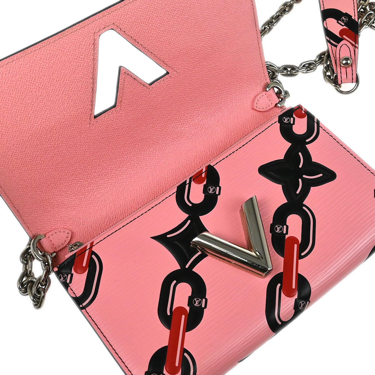 Louis Vuitton Pink Epi Portefeuille Twist Chain Wallet Bag M67227