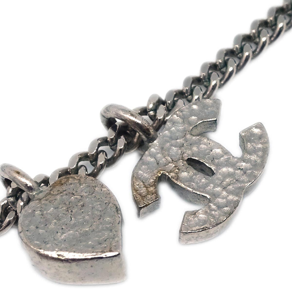 Chanel CC Chain Necklace Pendant Rhinestone Silver D10A