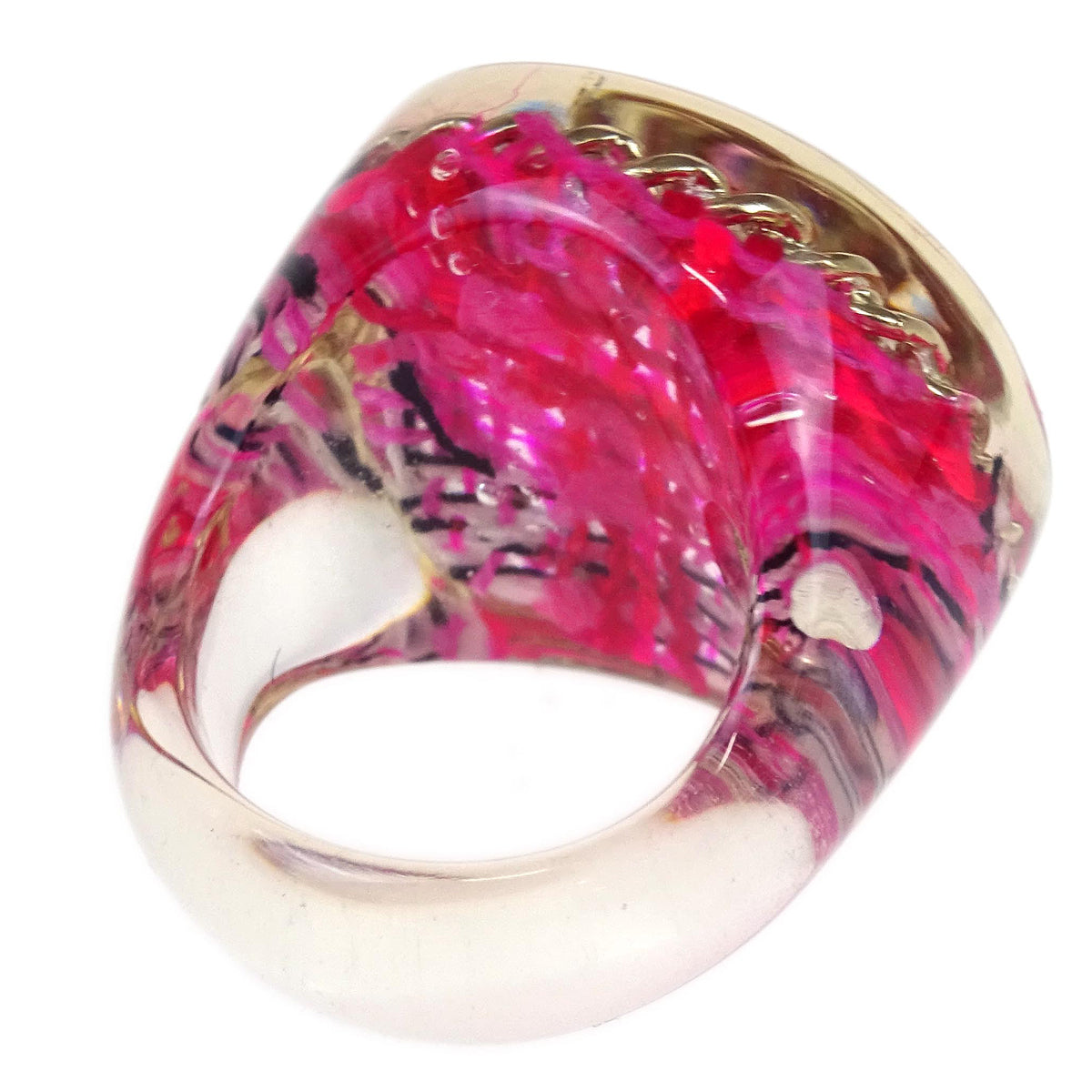 Chanel Ring Acrylic Clear Pink 14S