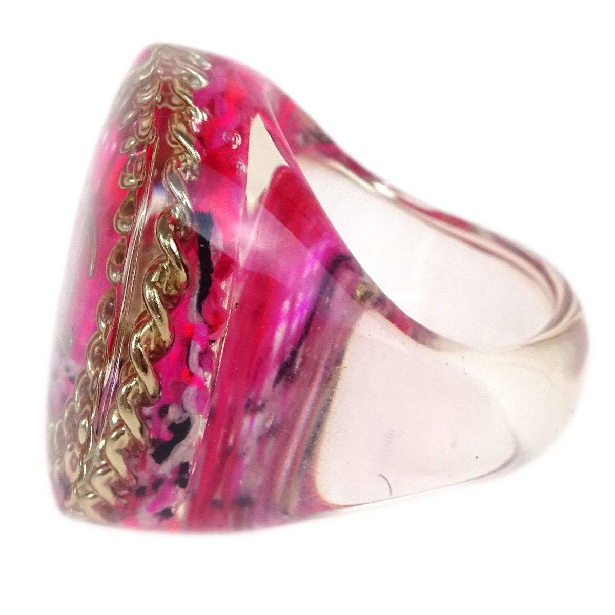 Chanel Ring Acrylic Clear Pink 14S