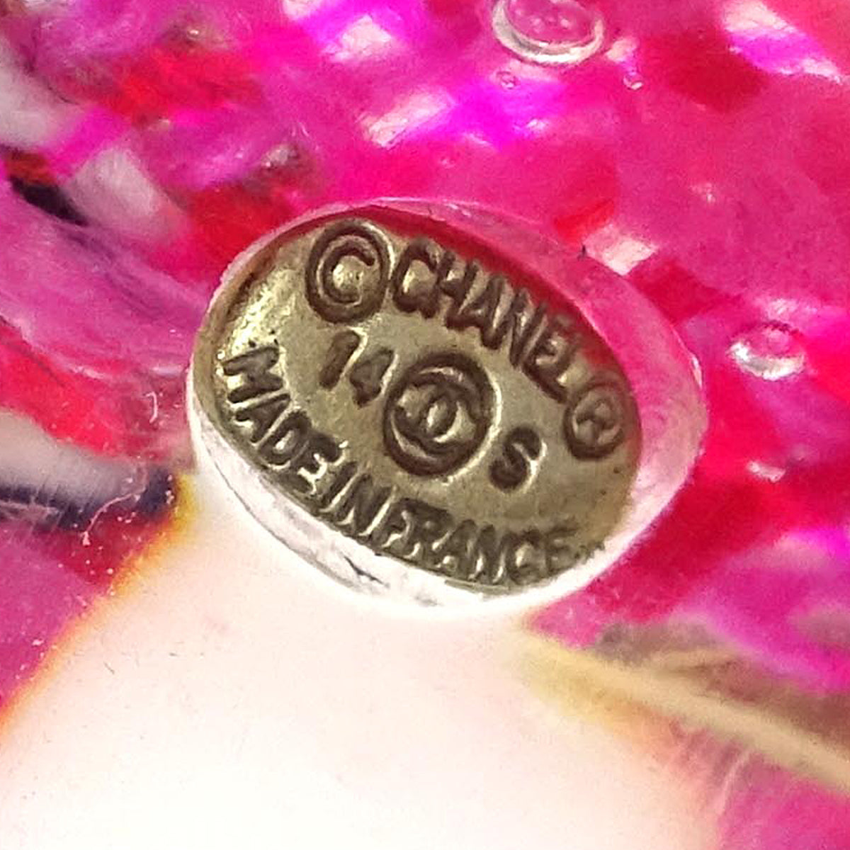 Chanel Ring Acrylic Clear Pink 14S