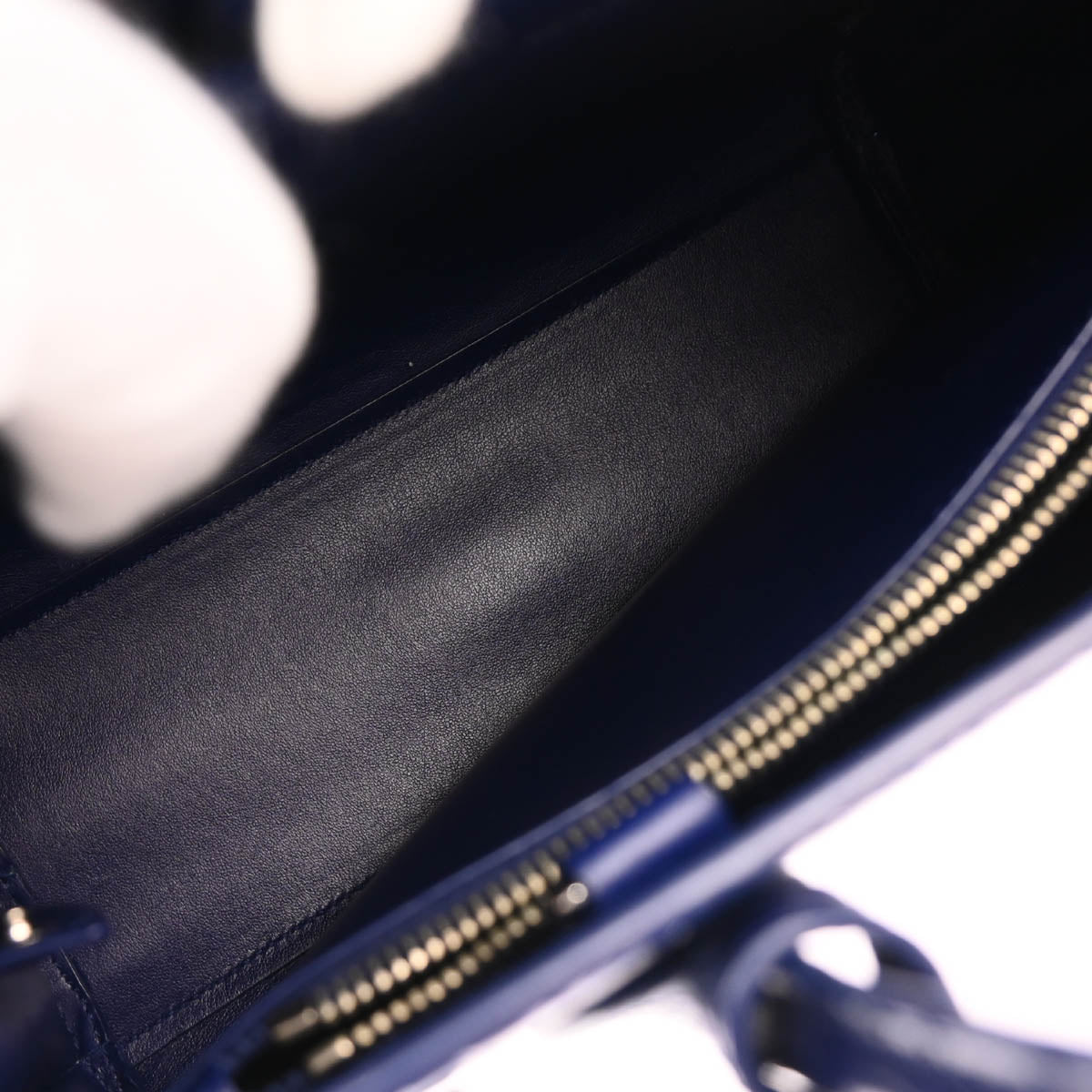 Saint Laurent Embossed Leather Navy Sac De Jour Handbag