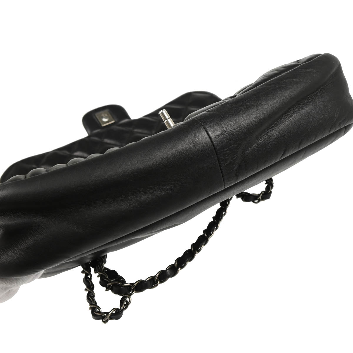 Chanel 2014 Black Lambskin Star Stitch Shoulder Bag