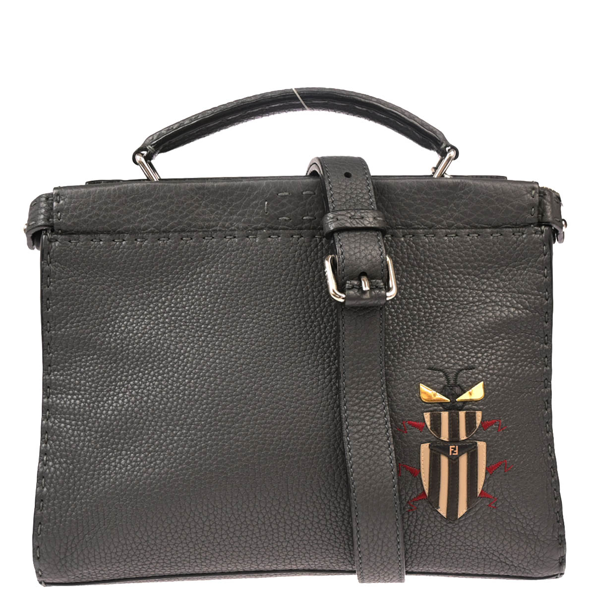 Fendi Gray Leather Peekaboo Mini 2way Shoulder Handbag