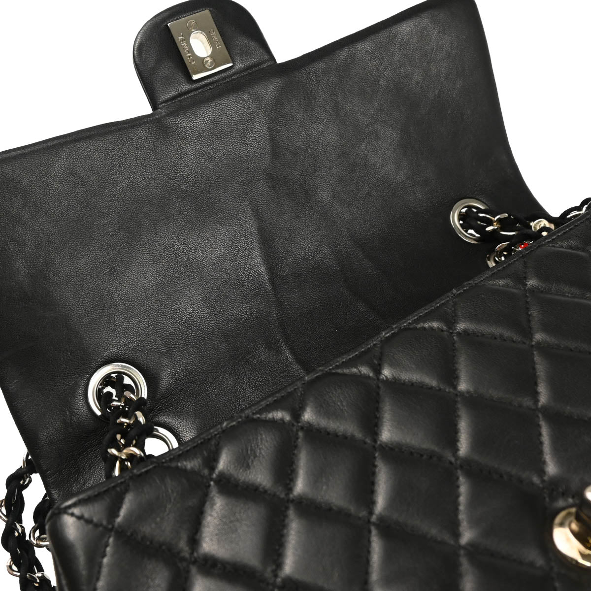 Chanel 2010-2011 Black Lambskin Ladybug Single Flap Shoulder Bag