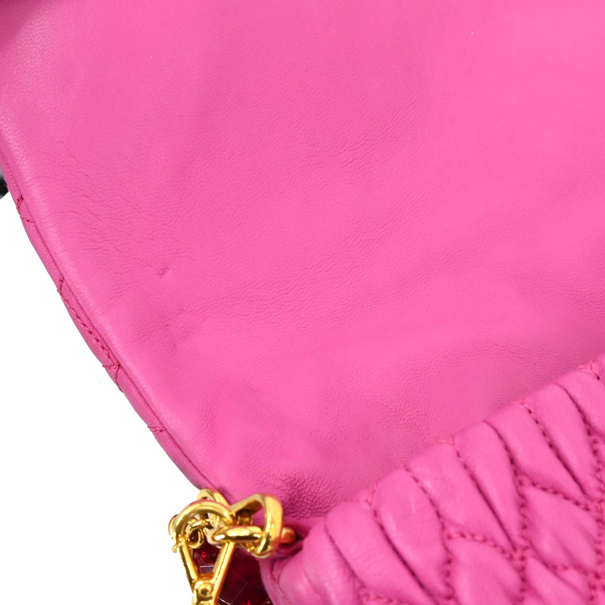 Miu Miu Pink Lambskin Nappa Crystal Handbag