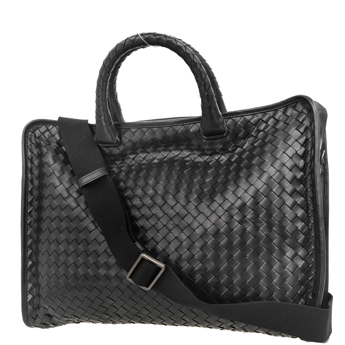 Bottega Veneta Black Intrecciato 2way Shoulder Briefcase Handbag