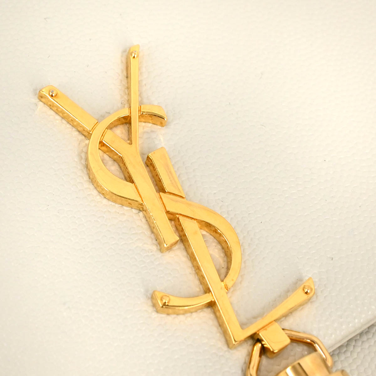 Saint Laurent White Leather Kate WOC Chain Shoulder Wallet Bag