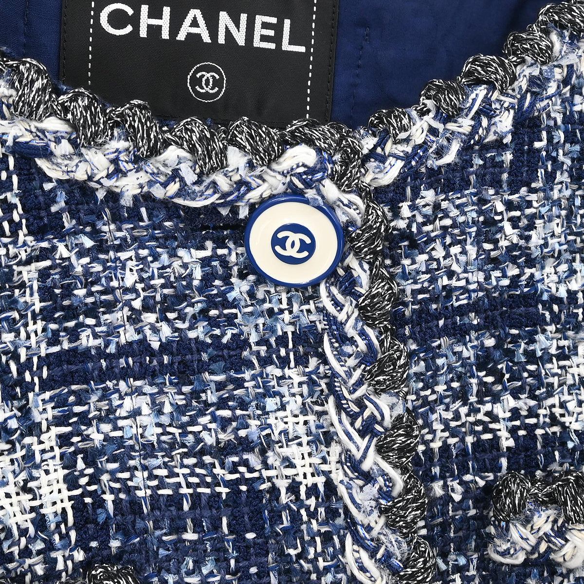 Chanel 2018 Collarless Jacket Navy #34