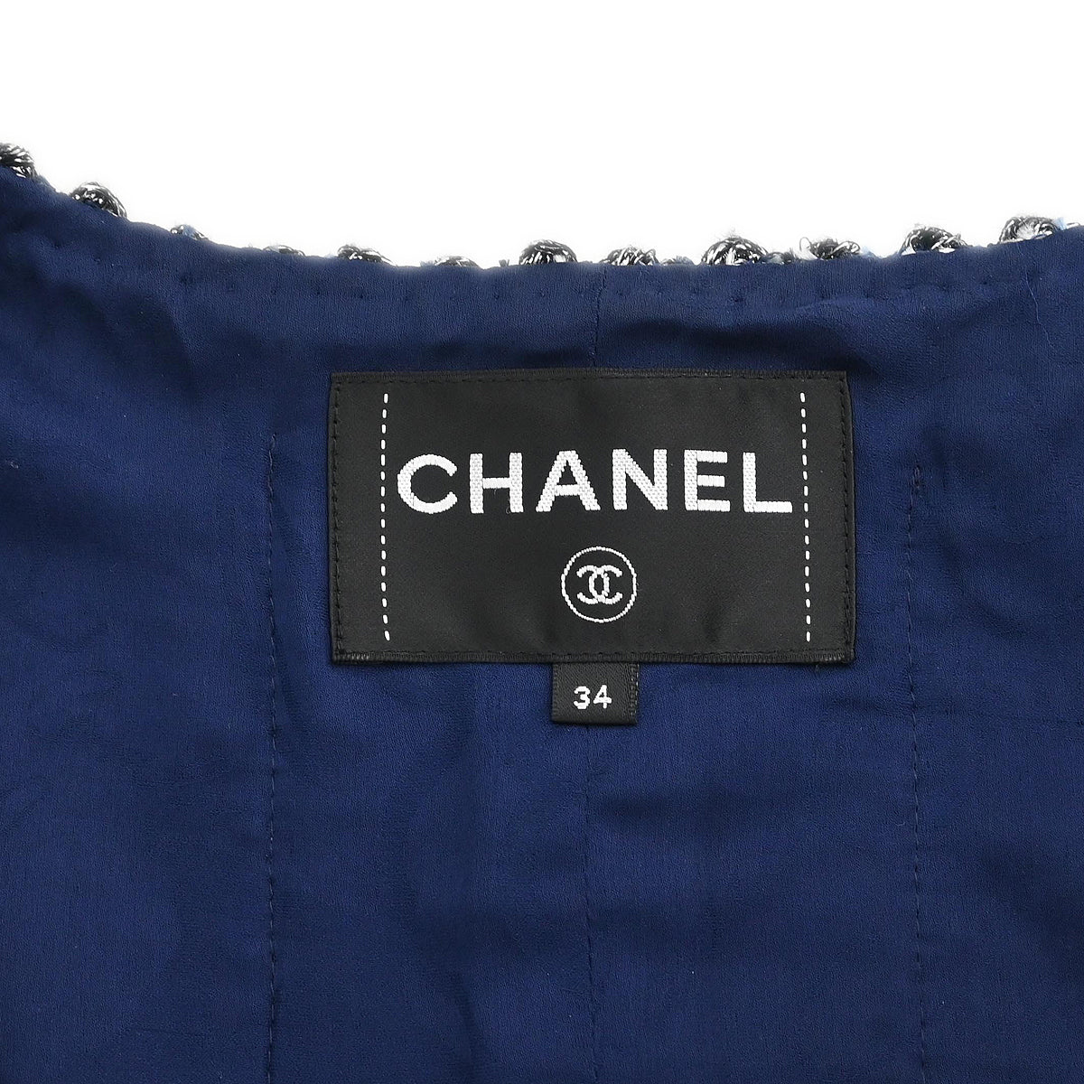 Chanel 2018 Collarless Jacket Navy #34