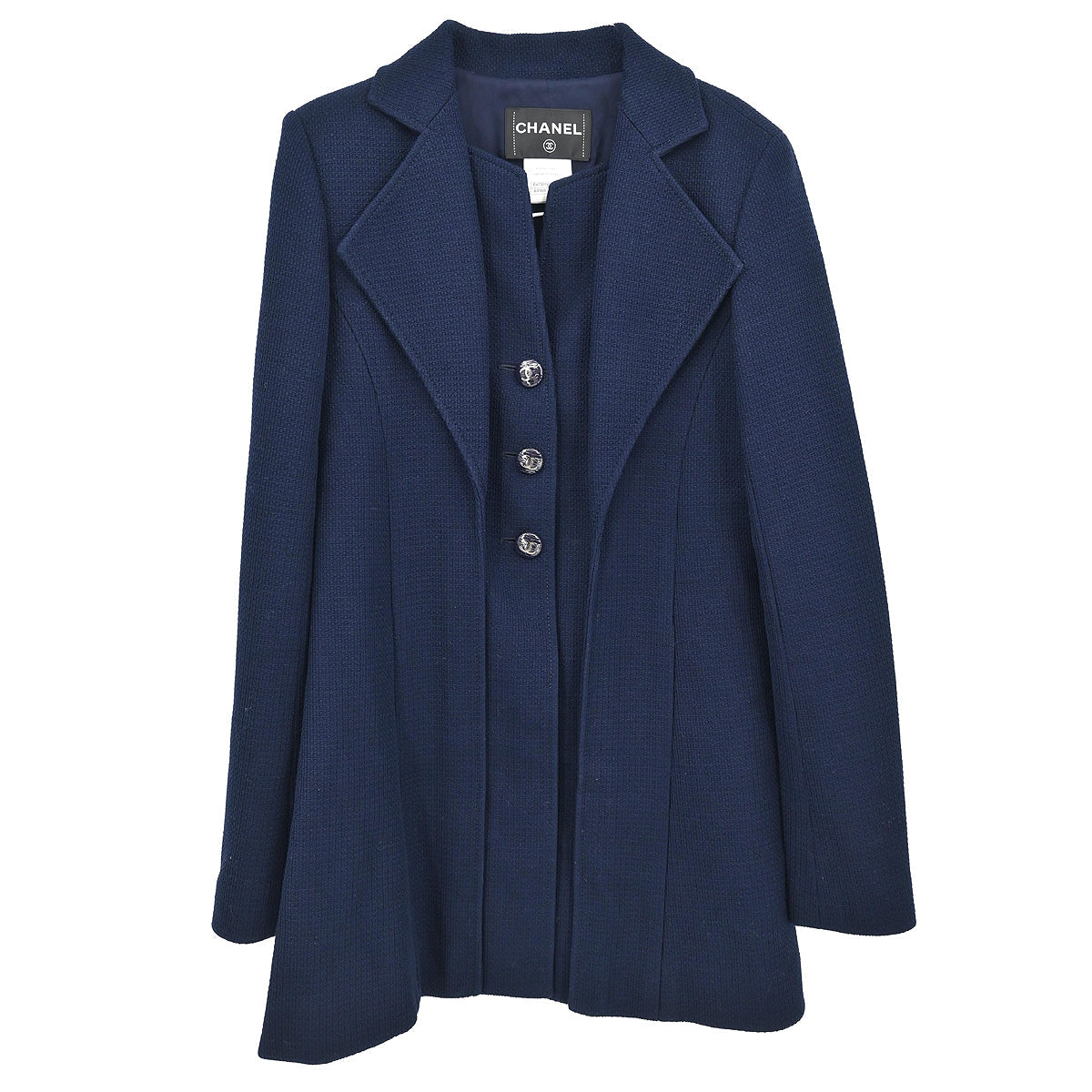 Chanel 2014 Single Breasted Coat Navy #38