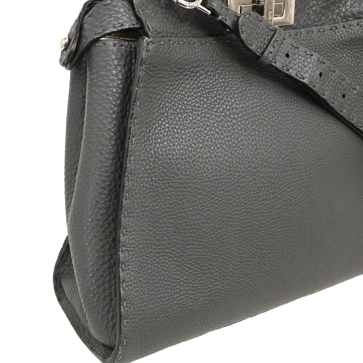 Fendi Gray Leather Peekaboo 2way Shoulder Handbag