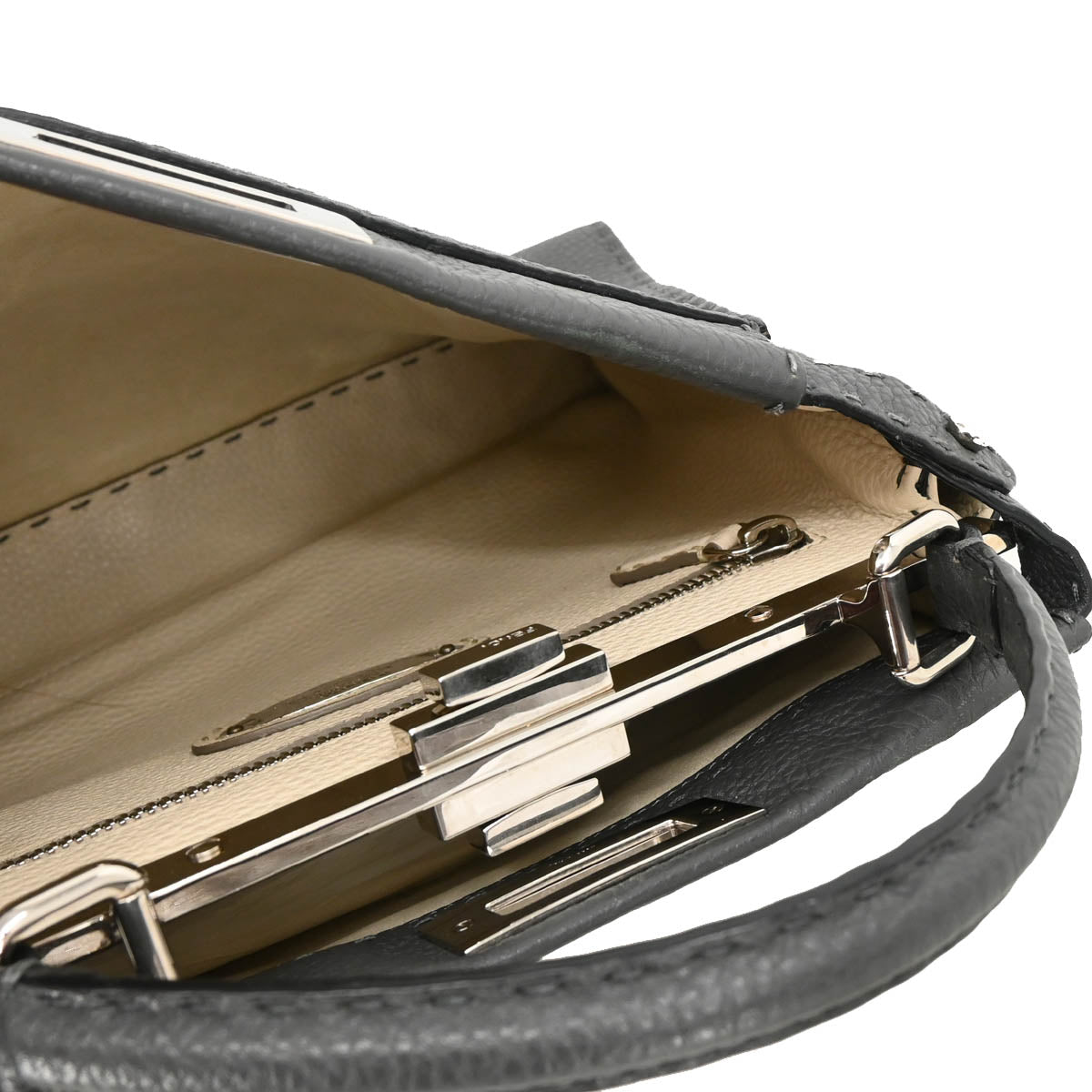 Fendi Gray Leather Peekaboo 2way Shoulder Handbag