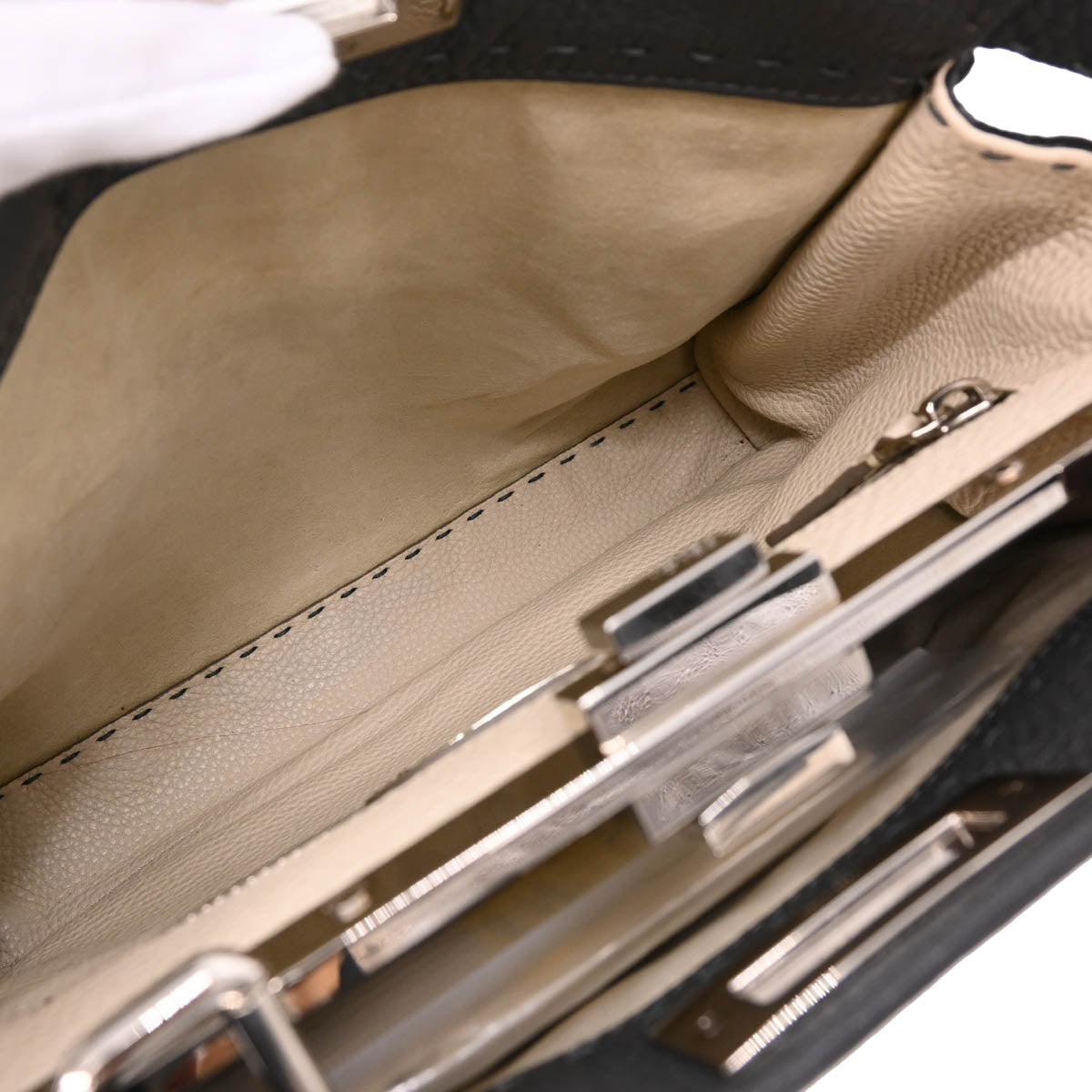 Fendi Gray Leather Peekaboo 2way Shoulder Handbag