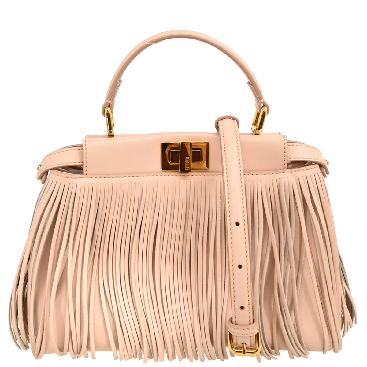 Fendi Pink Leather Peekaboo Mini 2way Shoulder Handbag