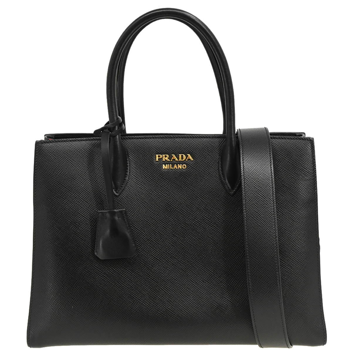 Prada Black Leather 2way Shoulder Handbag