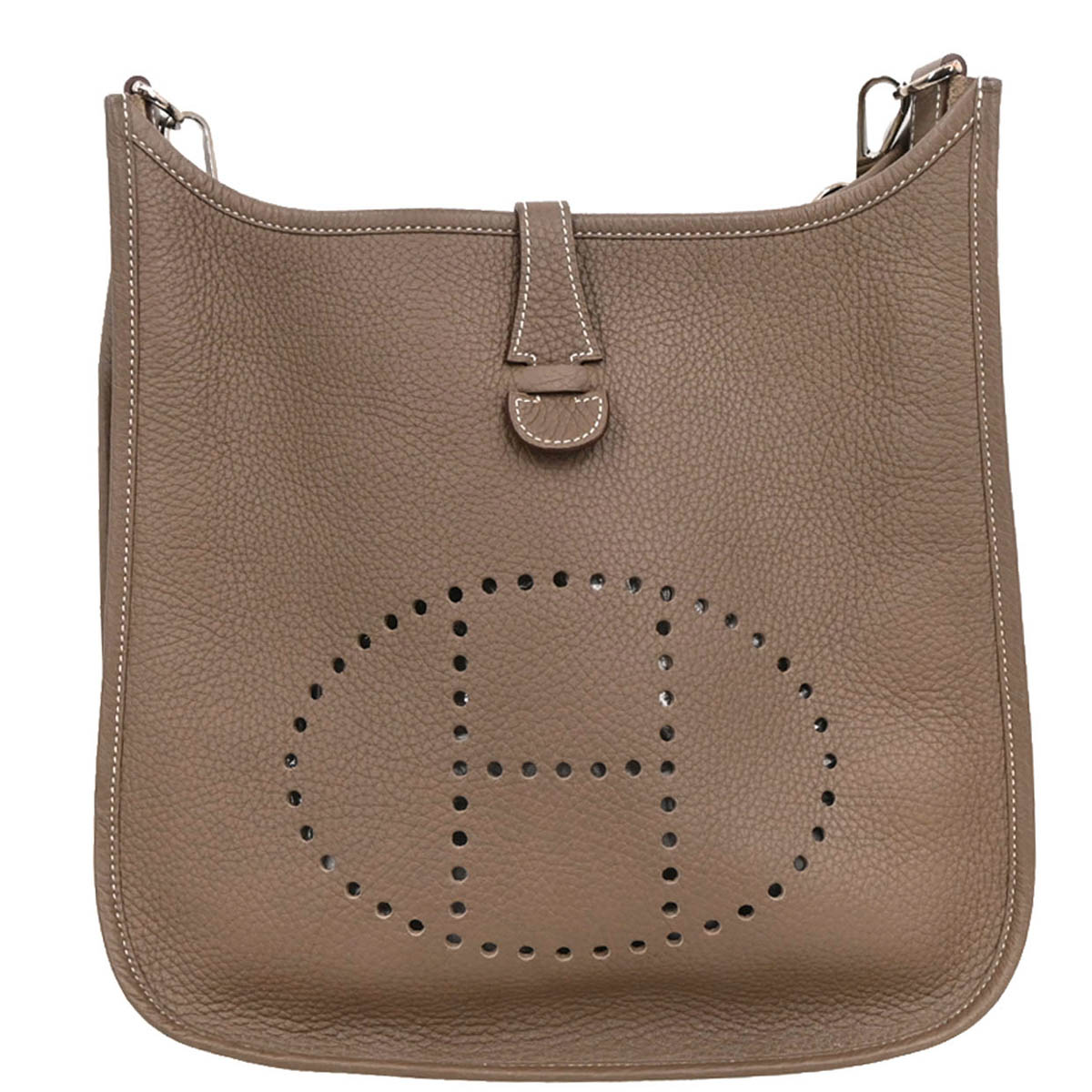 Hermes Etoupe Taurillon Clemence Evelyne 3 29 PM Shoulder Bag
