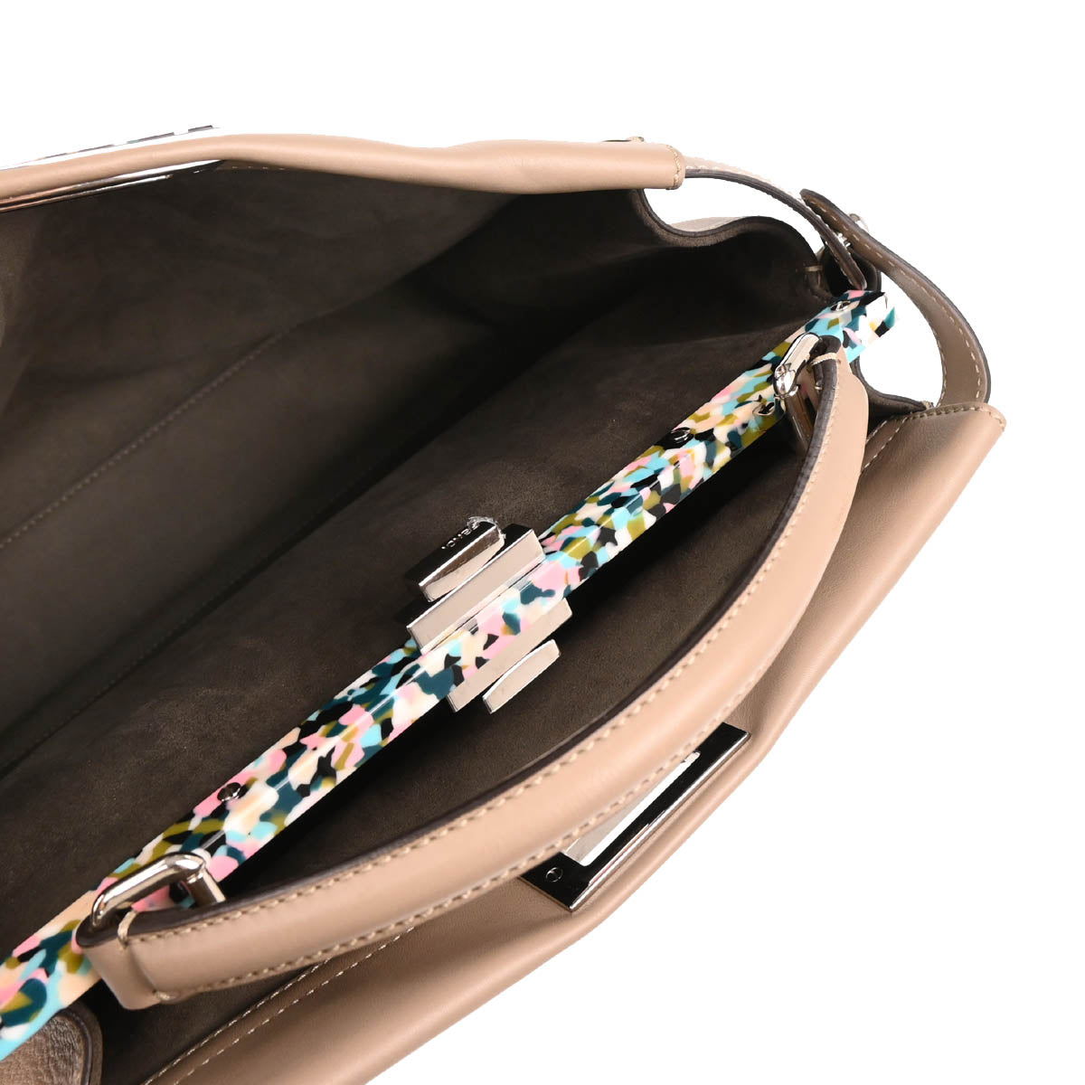 Fendi Gray Leather Peekaboo Fit 2way Shoulder Handbag